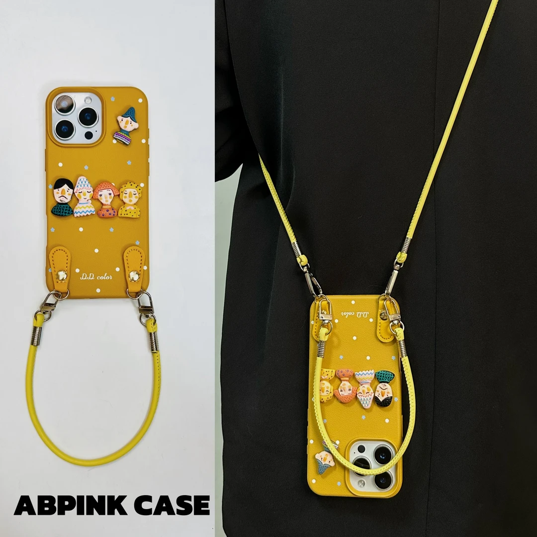 新款卡通立体公仔适用iPhone16promax苹果15手机壳14斜挎13情侣女