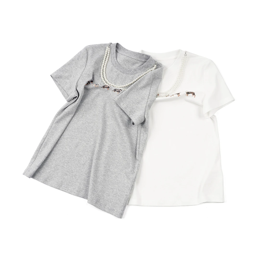 CHENXI【趣味珍珠小狗短袖】AA5ZB0590