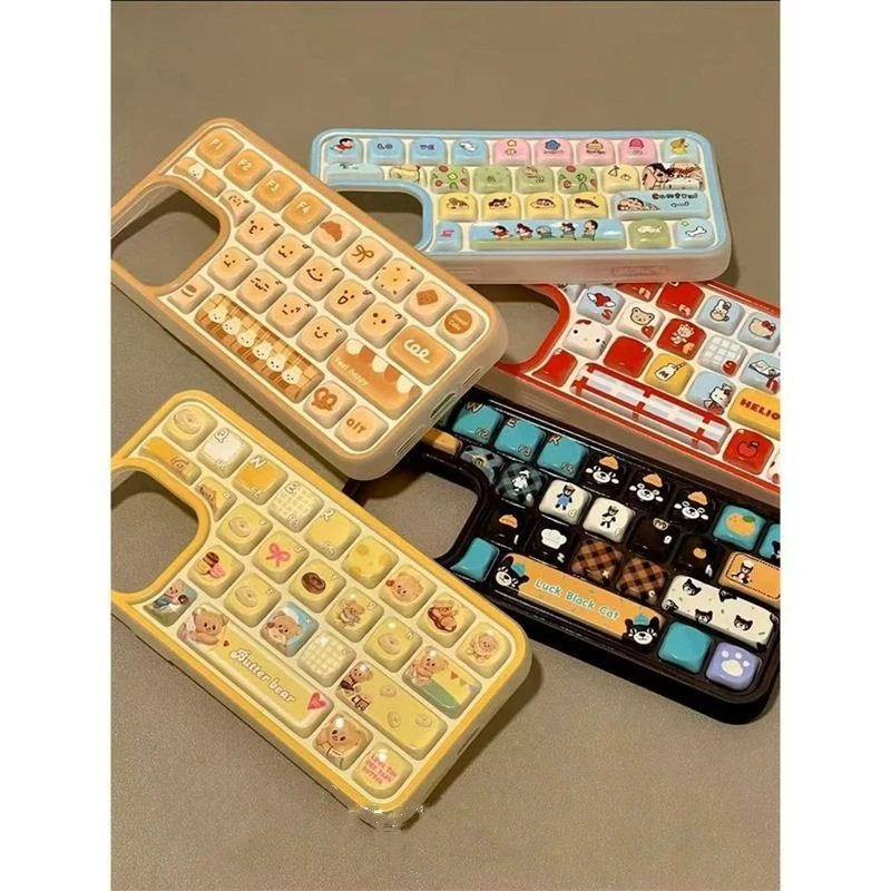 可爱卡通立体键盘集合适用iPhone16promax苹果15手机壳14新款13
