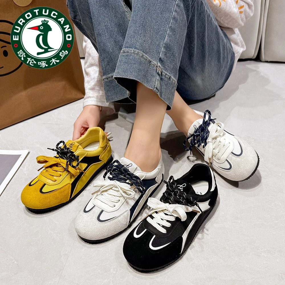 欧伦德训潮款啄木鸟春秋季女时尚百搭小众韩版透气网面女鞋休闲鞋