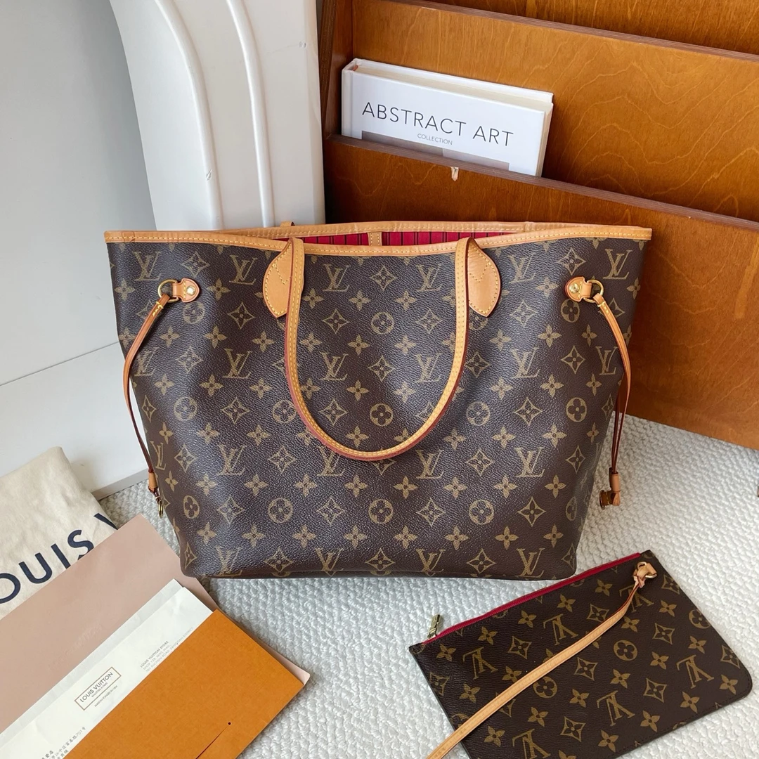 99新 LouisVuitton/路易威登 老花中号neverfull红内 BJM20-0295