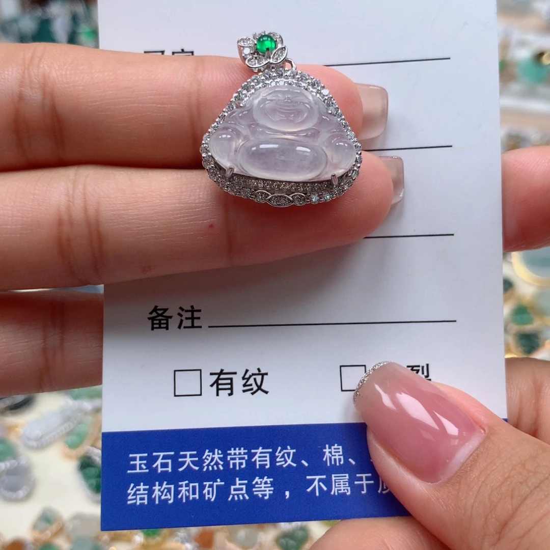 颈饰银S925镶嵌翡翠