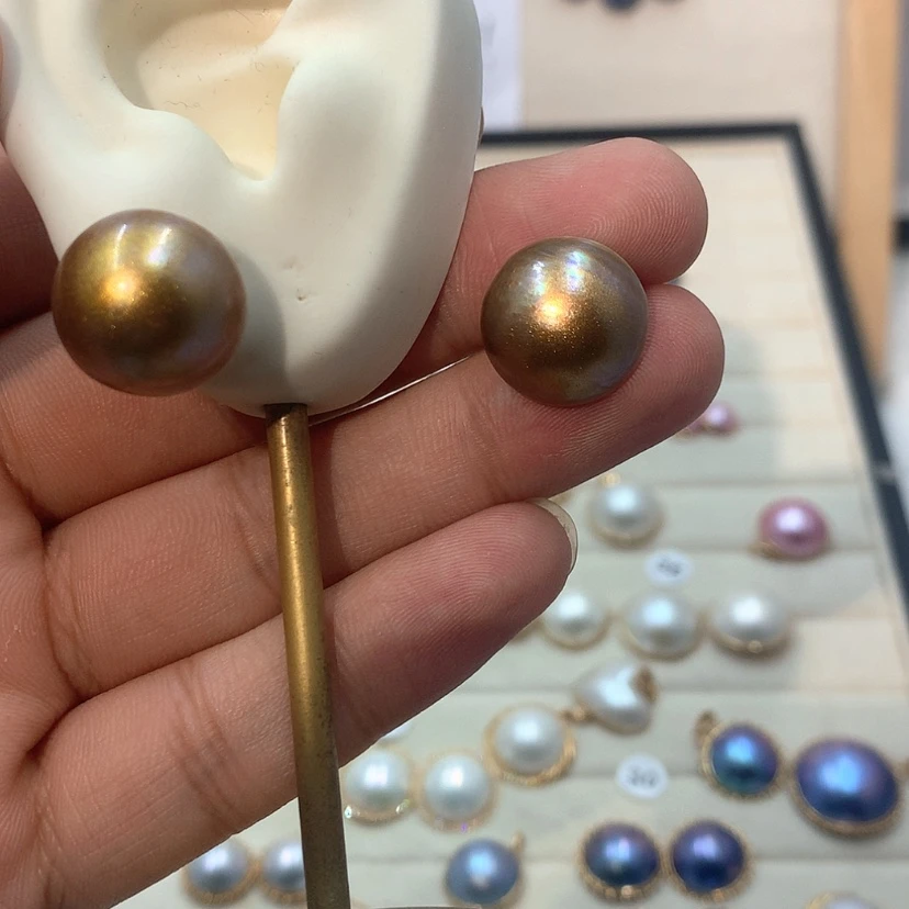 【闪购商品】耳饰拼合珍珠（马贝珠）银S925镶嵌