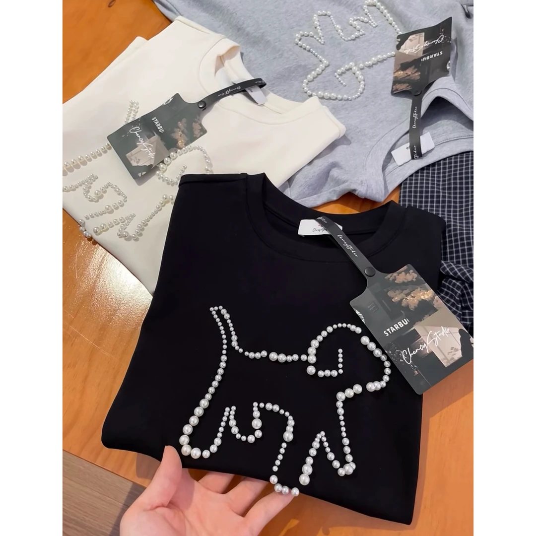 孟婆家【塞纳河的珍珠】chency*原！260长绒棉重磅手工正肩短袖上衣～