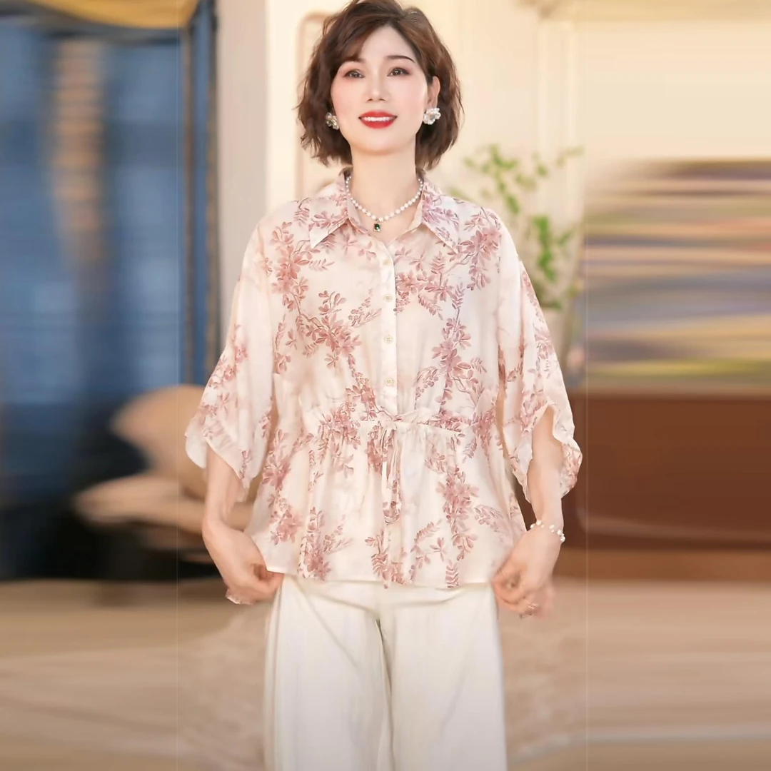 中年妈妈春夏新中式上衣服套装2025新款洋气中老年女装国风两件套