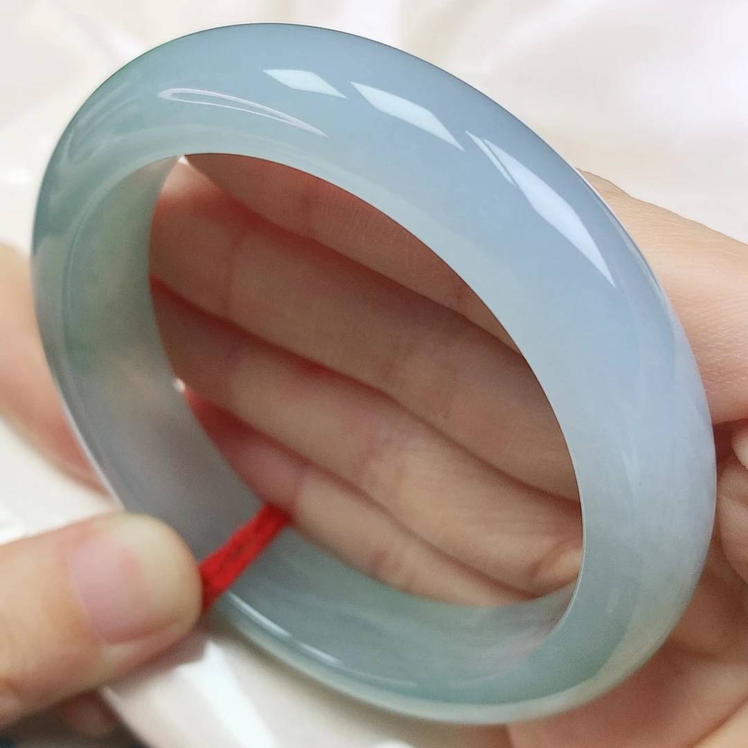 未镶嵌手镯翡翠55圈口蓝冰380