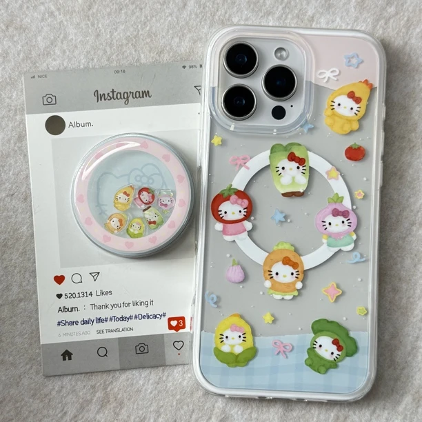 二合一小众可爱蔬菜水果卡通磁吸摇摇乐支架适用于苹果手机壳防摔