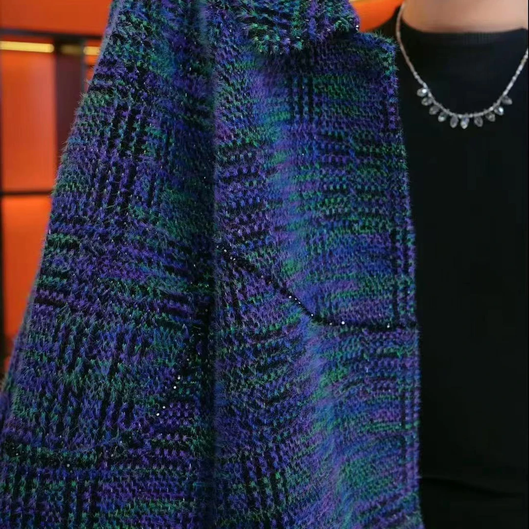 杭州专柜正品2024秋冬新款宝石蓝显瘦外套小香风