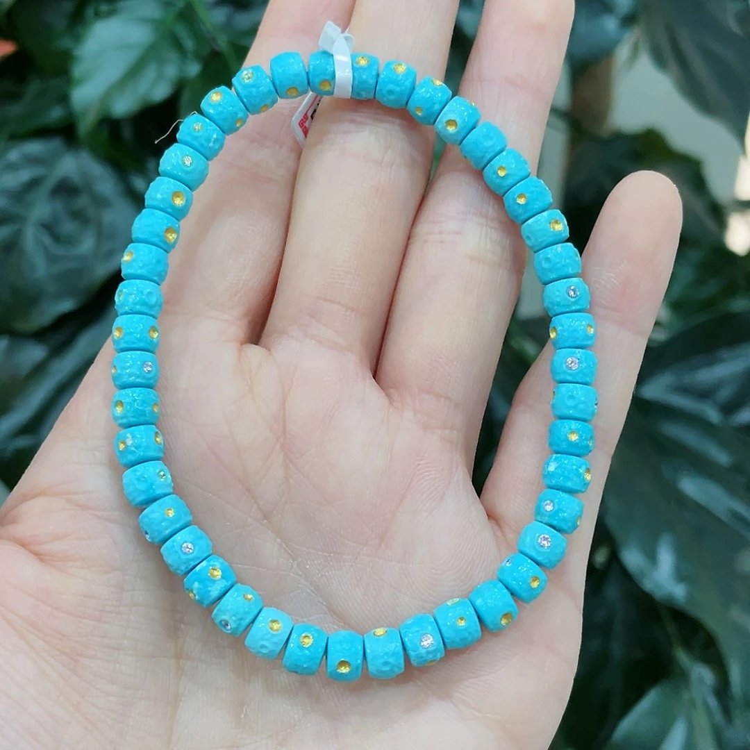 绿松石颈饰18K金镶嵌