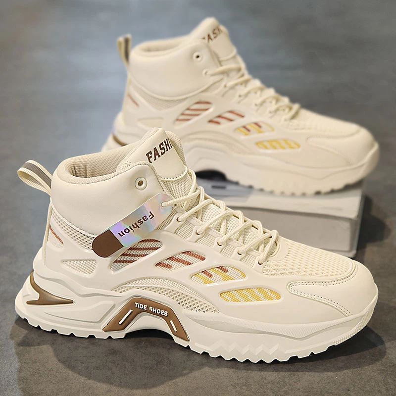 新款2025夏季男鞋透气高帮篮球鞋鞋子男网面运动鞋休闲老爹鞋正