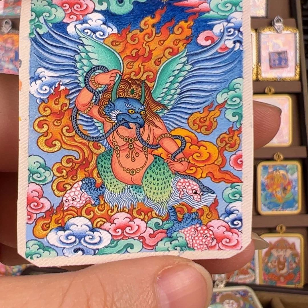 越***福吊坠大鹏唐卡绘画作品