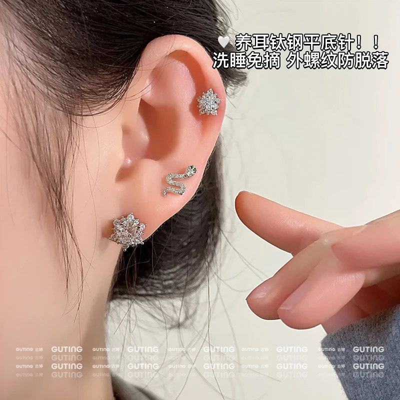 钛钢耳饰 20190 养耳洞银色星星耳钉小众耳环睡觉免摘除耳饰