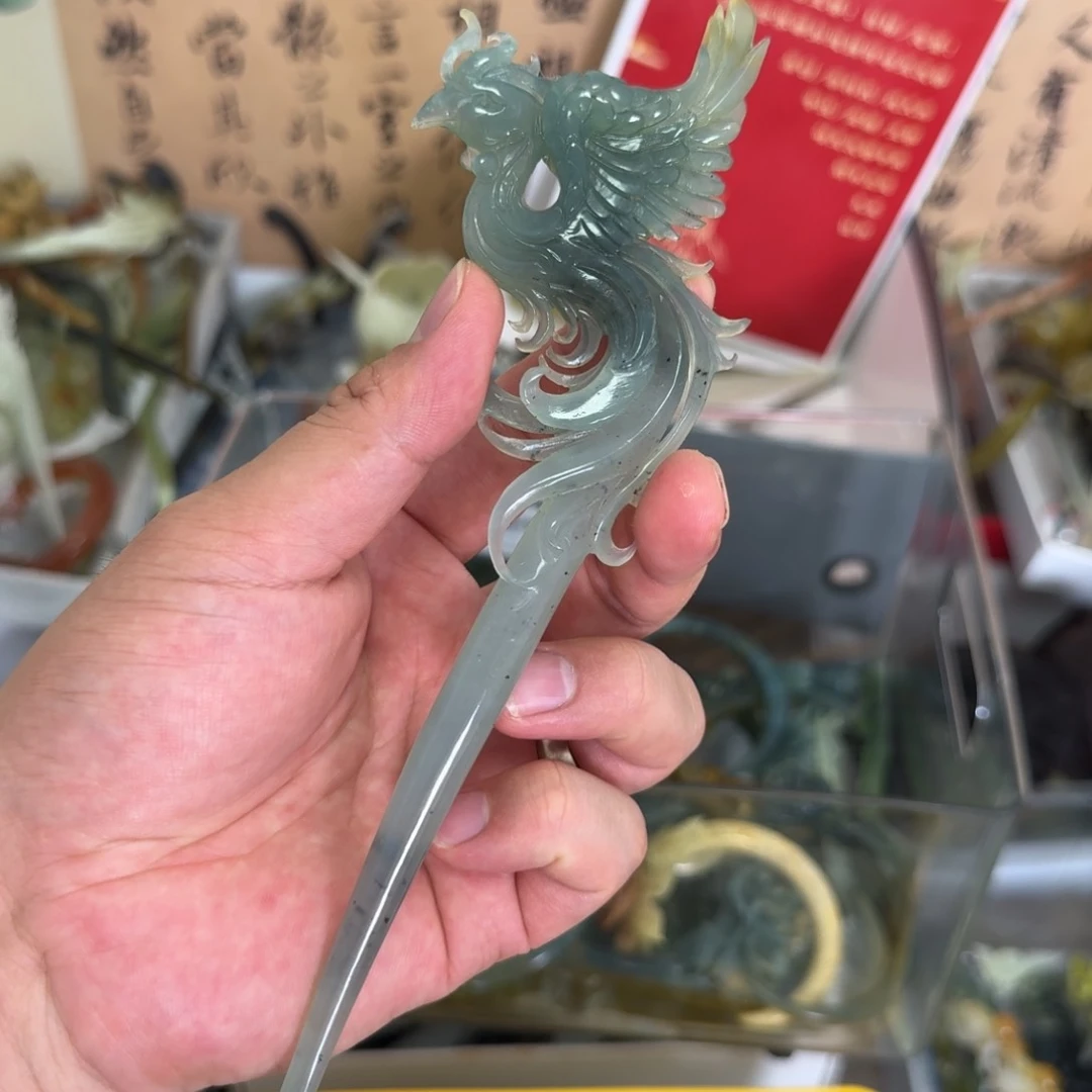 岫玉未镶嵌发饰明君玉簪就是好看