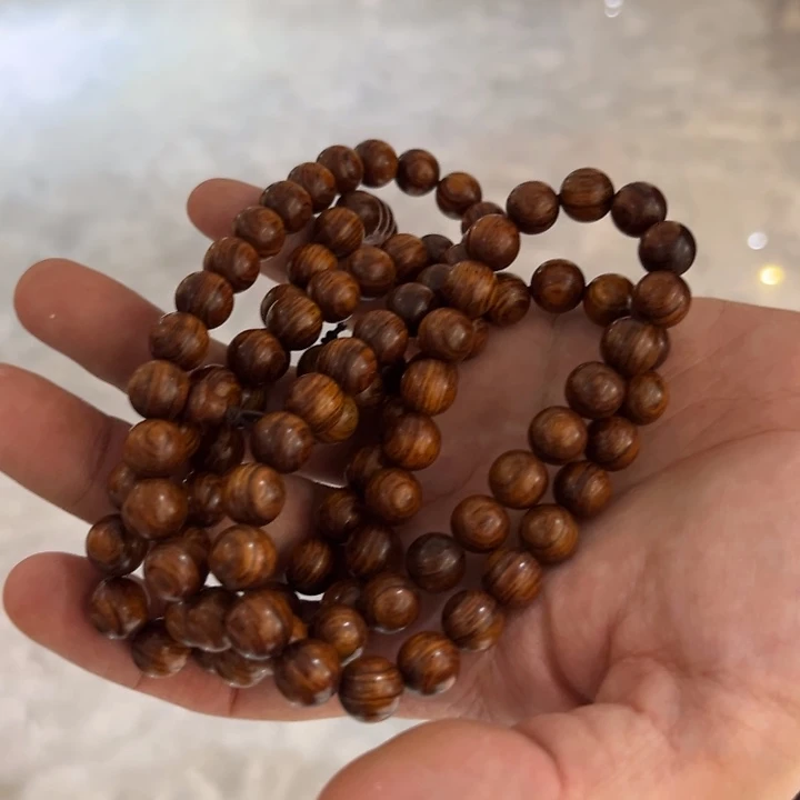 黄花梨/降香黄檀手串/手链海南黄花梨老料顺纹虎皮1.0*108