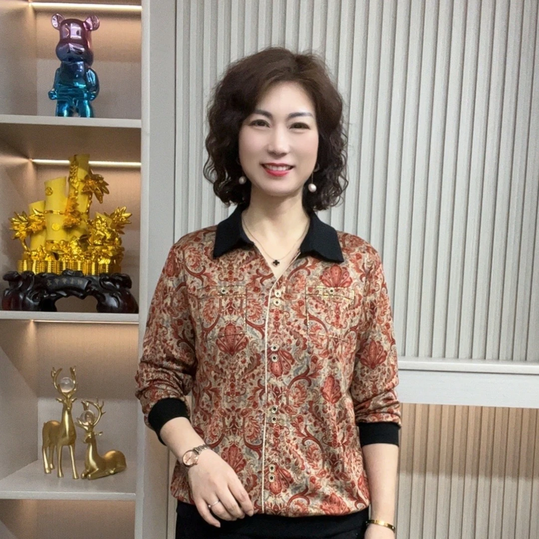 妈妈装流行时尚潮牌女装宽松春装女士独特漂亮小衫休闲百搭中老年