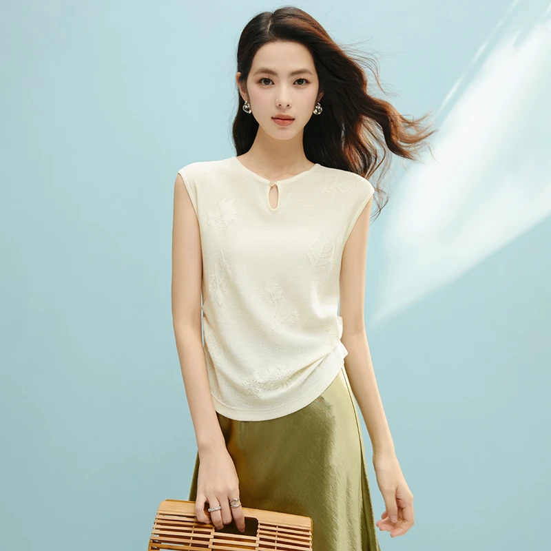 晚白【新品】2025上衣弹力针织衫女25031925