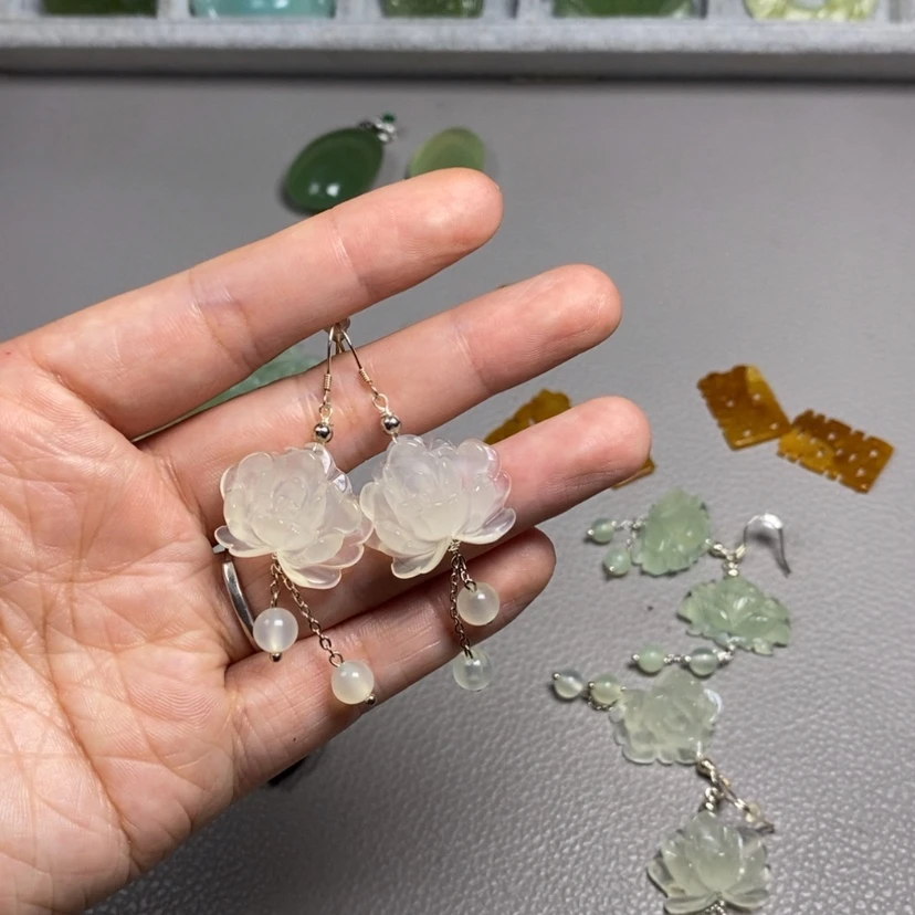 【闪购商品】蛇纹石玉未镶嵌挂件耳饰耳环项链