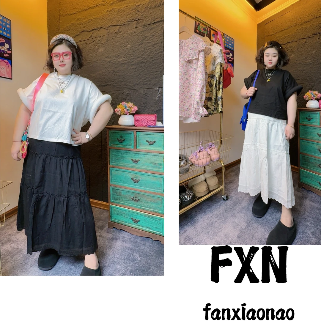 【FXN】大码A字版森系棉布甜美风半身裙