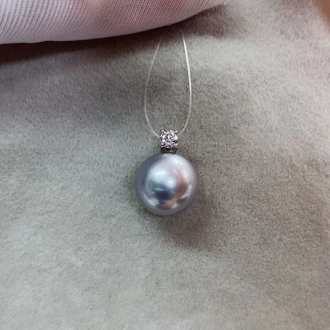 吊坠(不含链)18K金镶嵌海水珍珠10-11