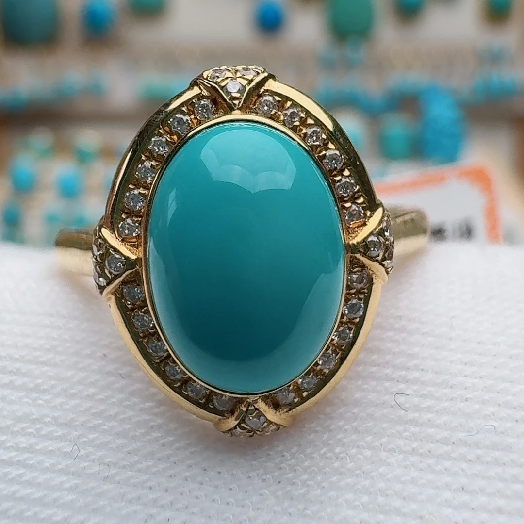 绿松石18K金镶嵌戒指