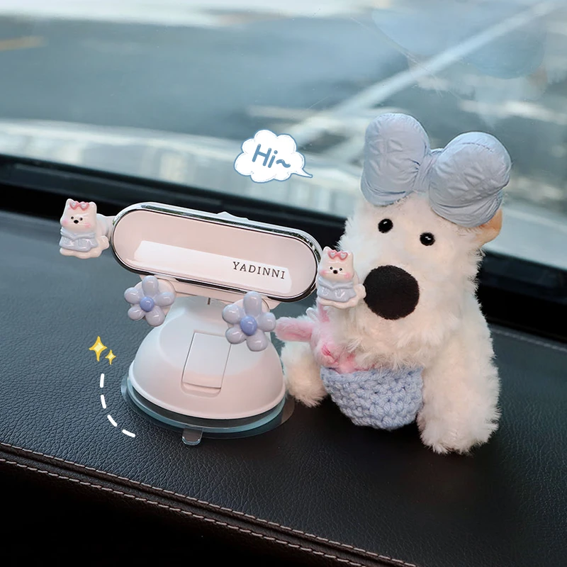 车载手机支架创意可爱公仔汽车导航专用支撑架2025新款卡通女支架