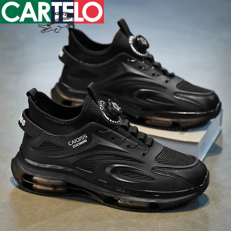 卡帝乐鳄鱼黑武士男鞋春季气垫减震跑步网面运动鞋旋转扣老爹潮鞋