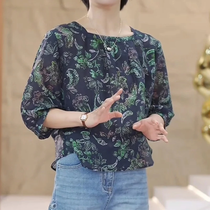 法式时尚方领五分袖衬衫夏季新品设计感宽松休闲风百搭显瘦上衣