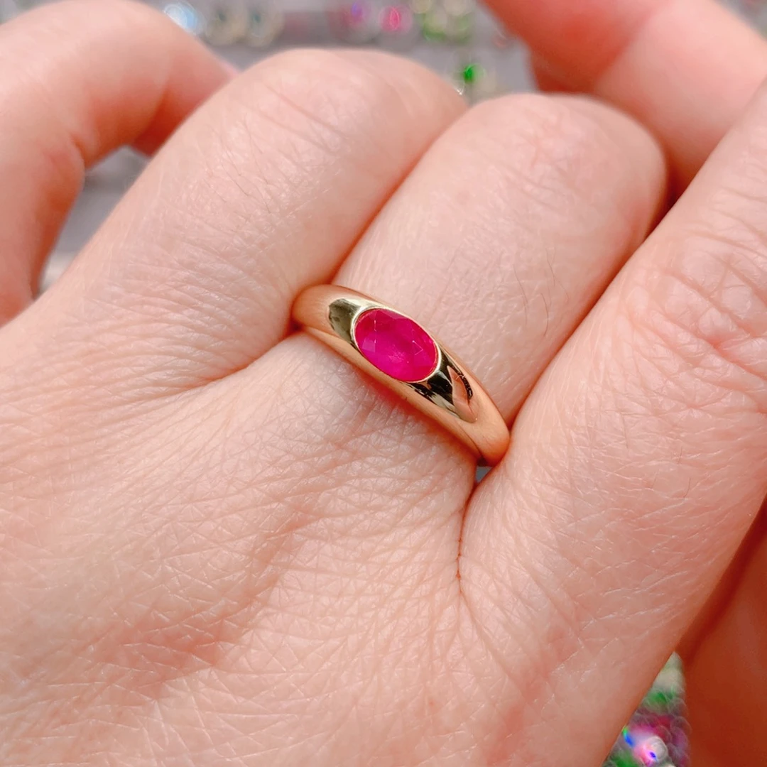 红宝石戒指银S925镶嵌