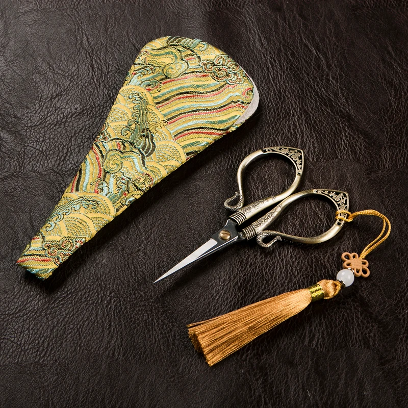 茶剪工具鹤剪刀家用仿古复古剪刀尖头不锈钢小剪子绣花仙鹤剪刀