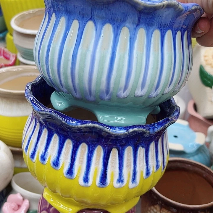 多肉绿植陶瓷花盆9.9包邮，有孔