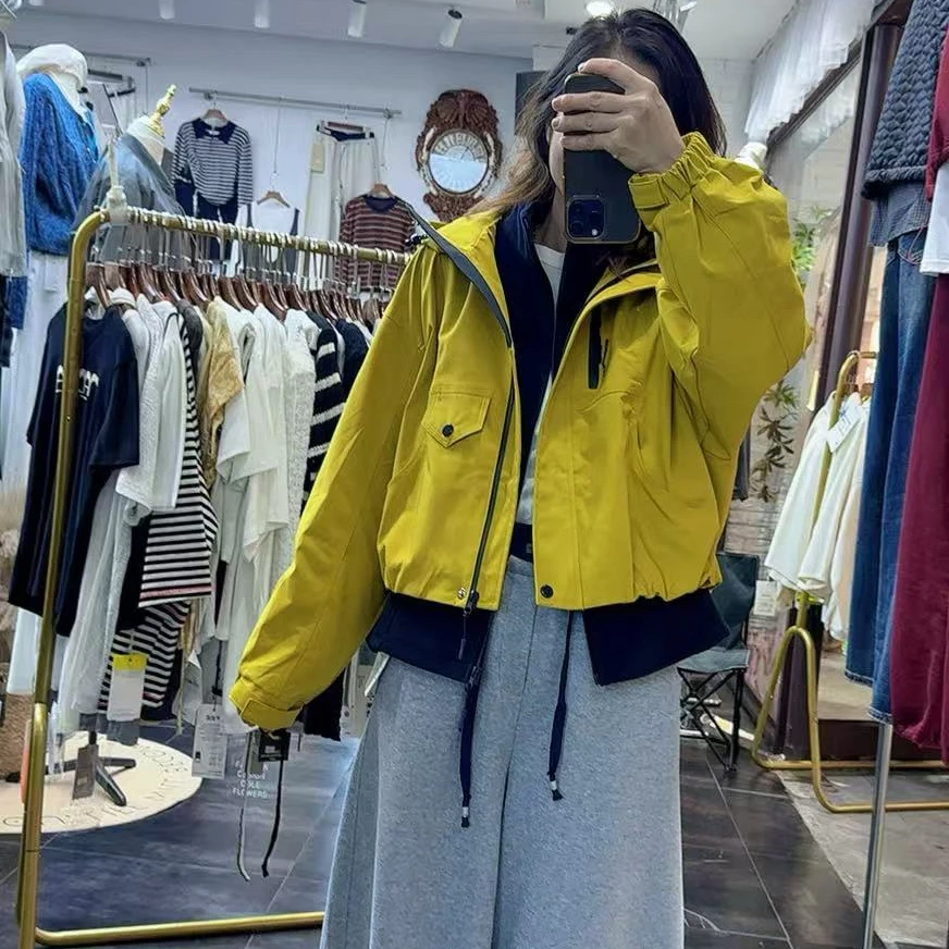 秋冬新品加厚立领磨毛内搭外套连帽冲锋衣两件套女高档休闲保暖潮