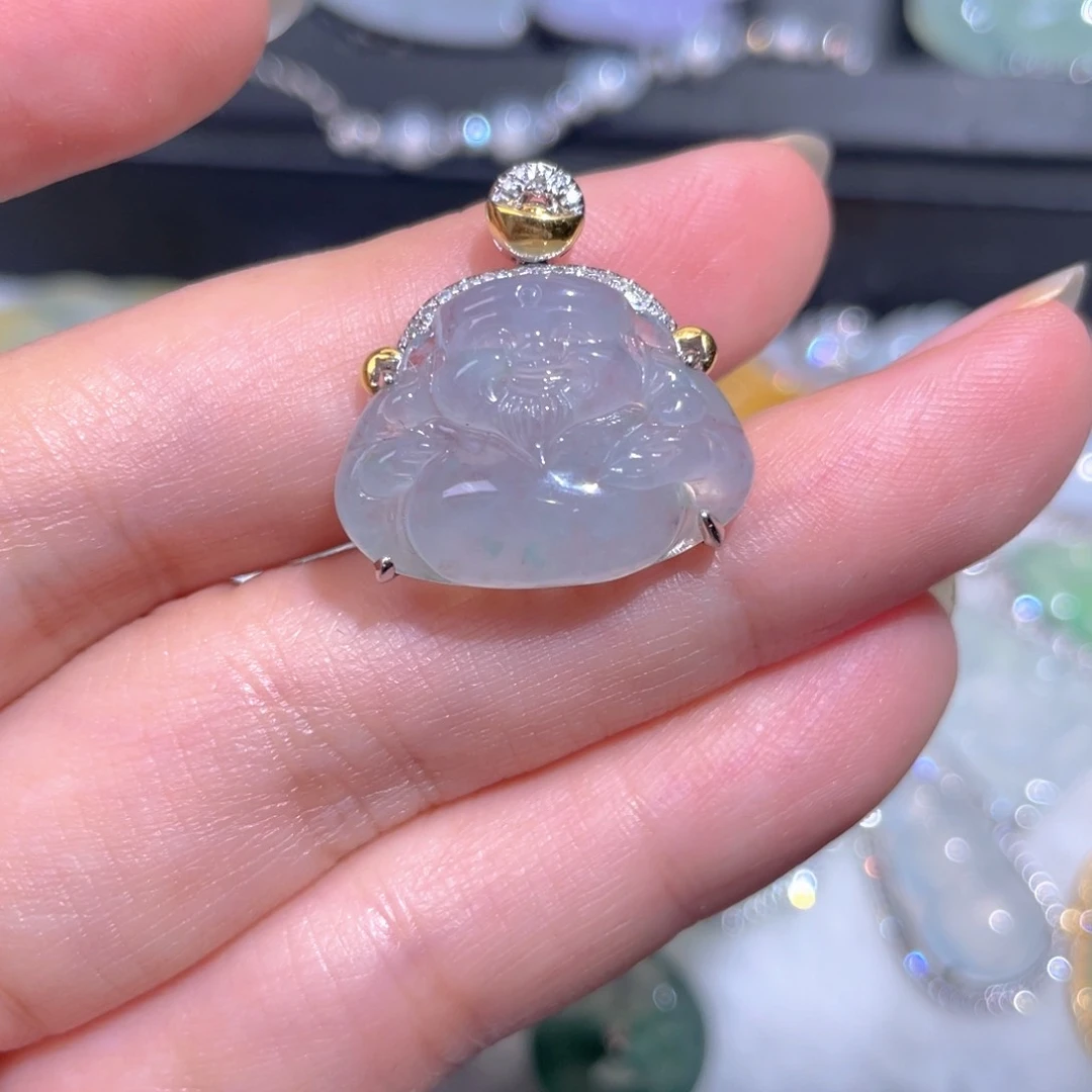 颈饰18K金镶嵌翡翠翡翠