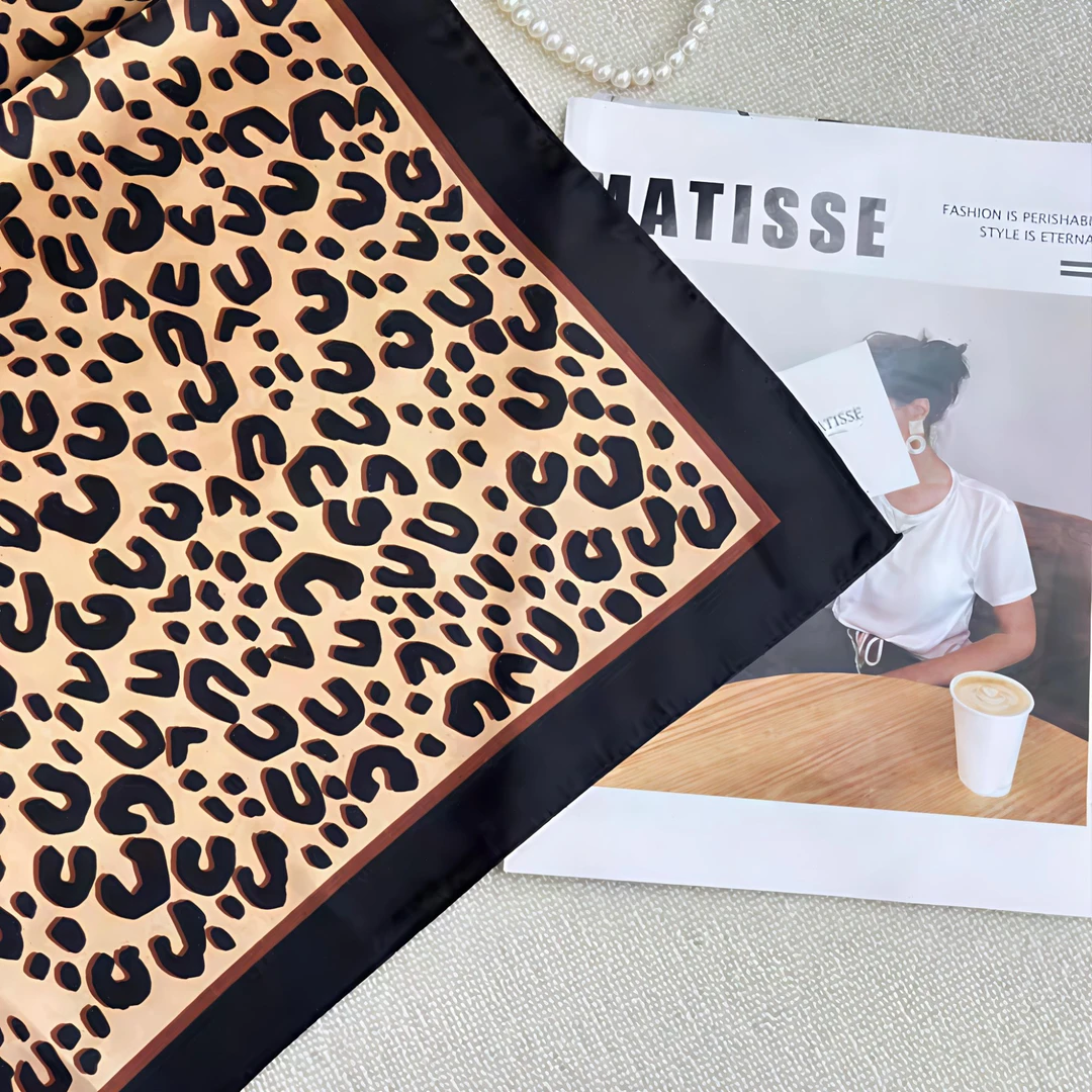 【豹纹】丽锦缎 小方巾70x70女士春秋时尚大气丝巾围巾WJ 602