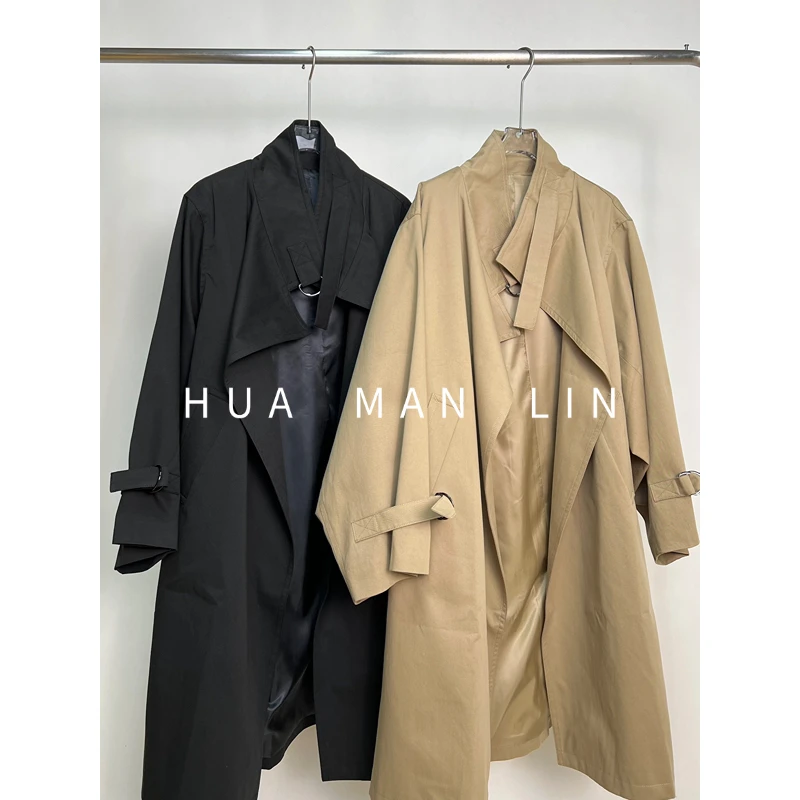 【花满林】两色立领无扣英伦风阔版风衣77182