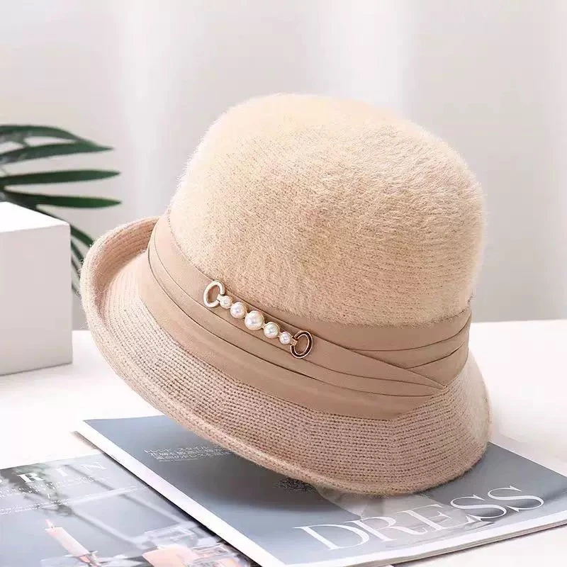 LYA2015K帽子40岁女款优雅气质针织拼接渔夫帽盆帽