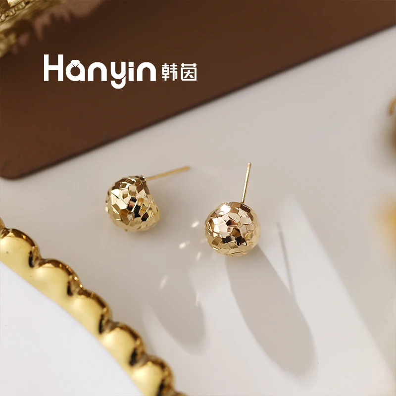 铜合金耳饰 925银针高级龙鳞碎冰冰设计感时尚百搭耳钉