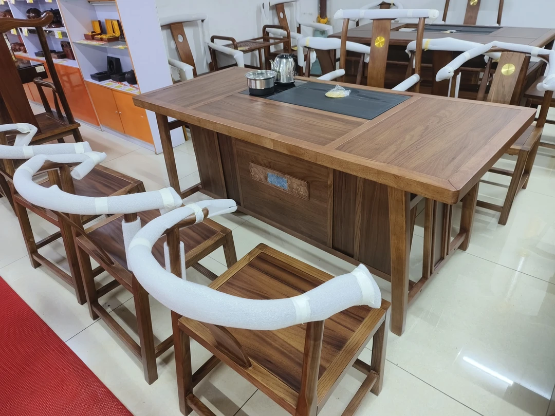 1.8米乌金木工艺茶台，中式雕刻古典风可煮茶茶几新中式