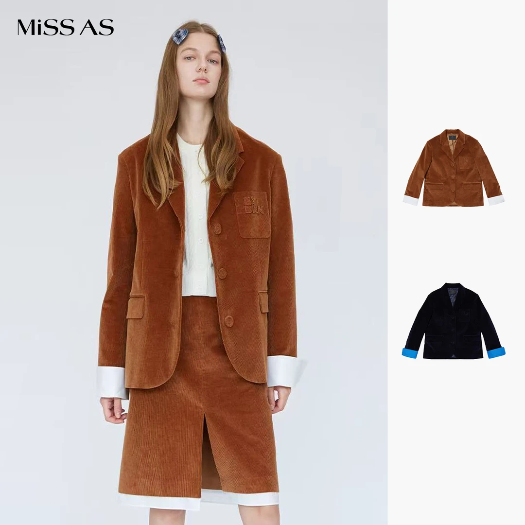 【CHRISOUBYDAN欧阳丹】LOGO刺绣撞色灯芯绒西装25秋冬MISSAS买手店
