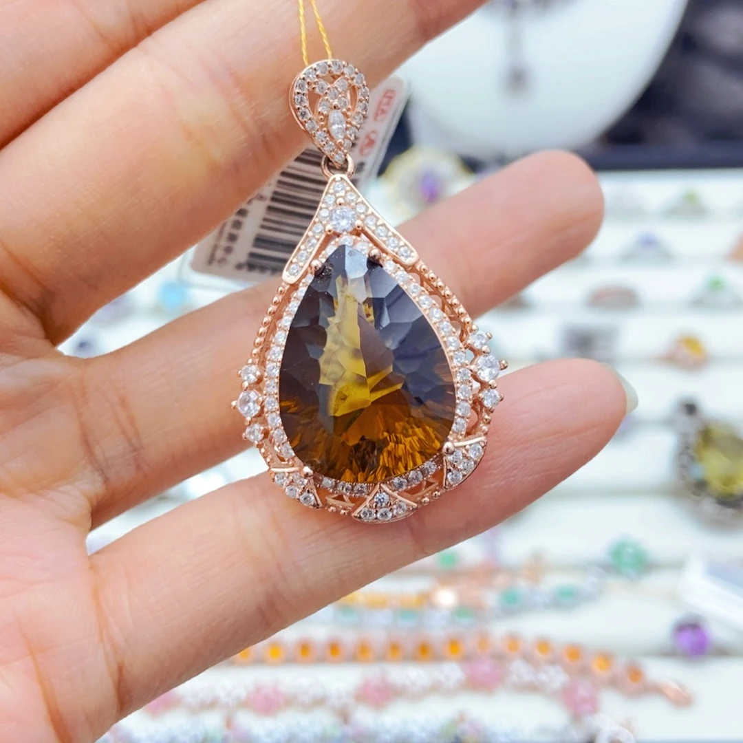 吊坠(赠链)银S925镶嵌黄晶