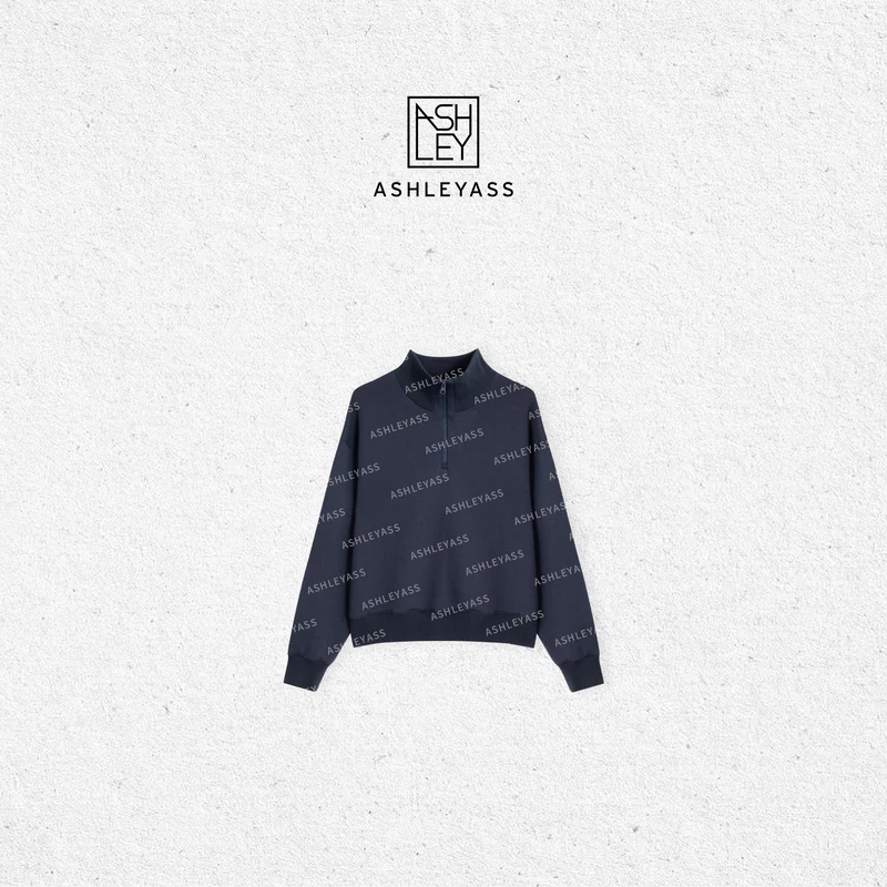 【ASHLEYASS】“思古巴卫衣”立领拉链藏青色亲肤保暖卫衣LSS241675W