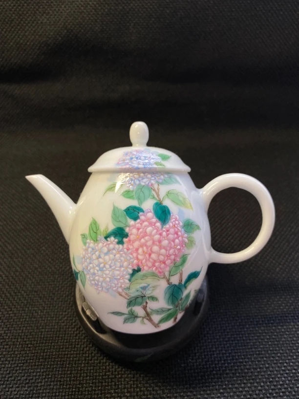 景德镇高级陶瓷美术师夏芳手绘釉上彩绣球花茶壶130ml包邮