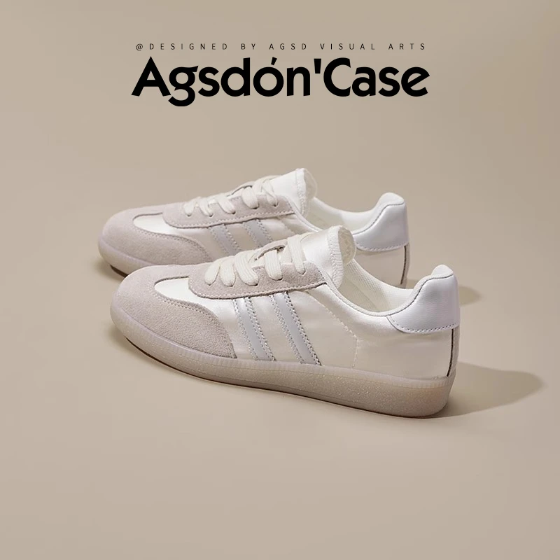 /奥古狮登厚底德训鞋女2025新款秋季芭蕾复古阿甘运动小白鞋透气Q