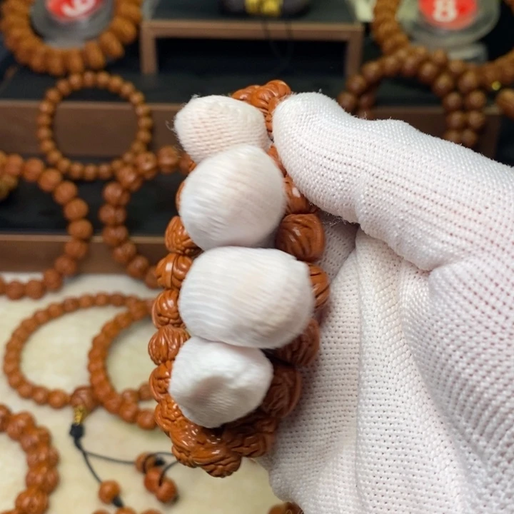 御***雕桃核手串秦岭龙纹桃核