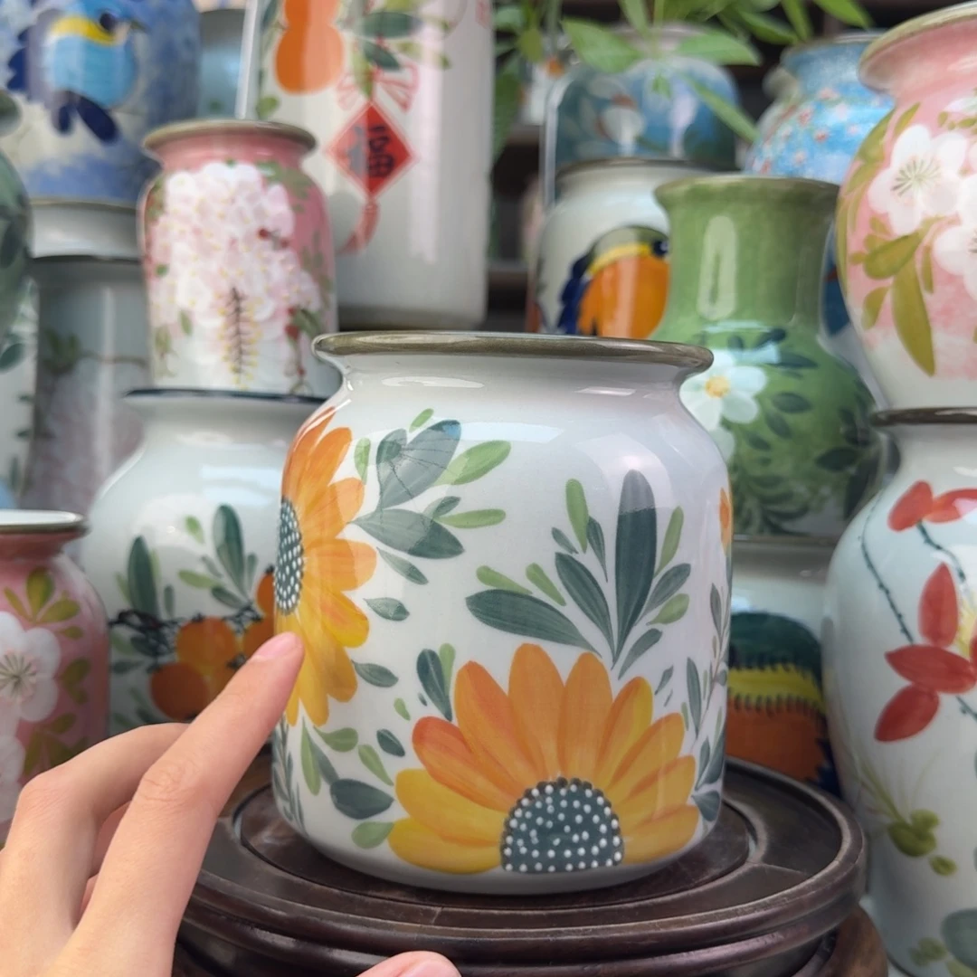 景德镇陶瓷手绘花瓶无孔