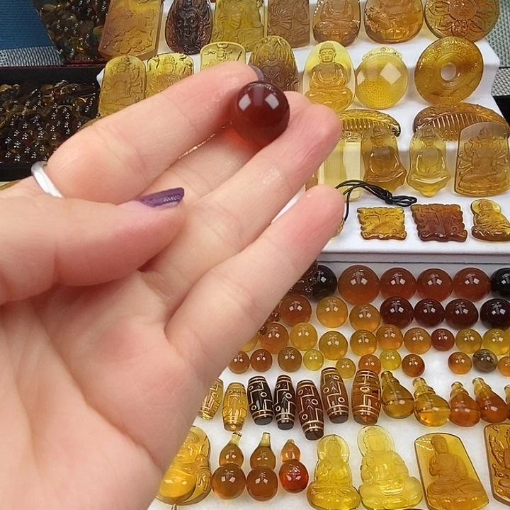 琥珀未镶嵌吊坠(不含链)天然缅甸琥珀棕血单珠
