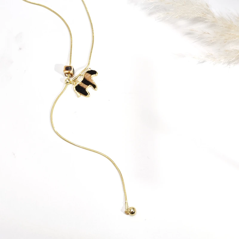 铜合金项链 08027潮酷个性抽拉斑马项链