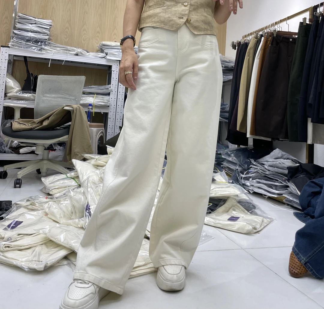 （述恩家）极简风百搭新潮风女阔腿弯刀裤