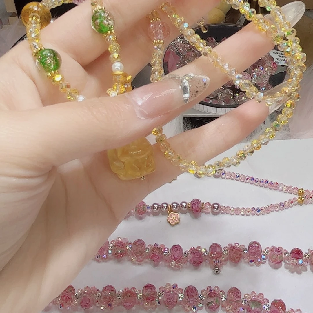 锆石钛钢黄色项链