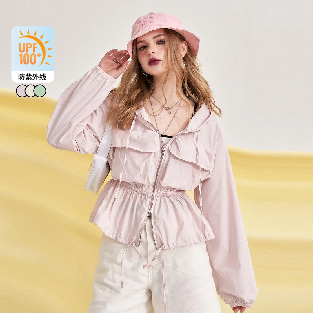 妖精的口袋夏款欧若轻机能宽松工装防晒服女休闲长