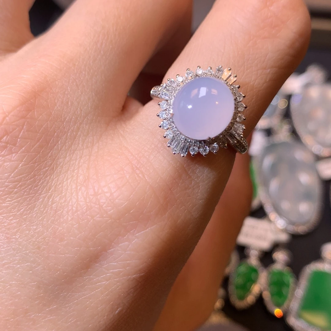 翡翠吊坠(不含链)18K金镶嵌